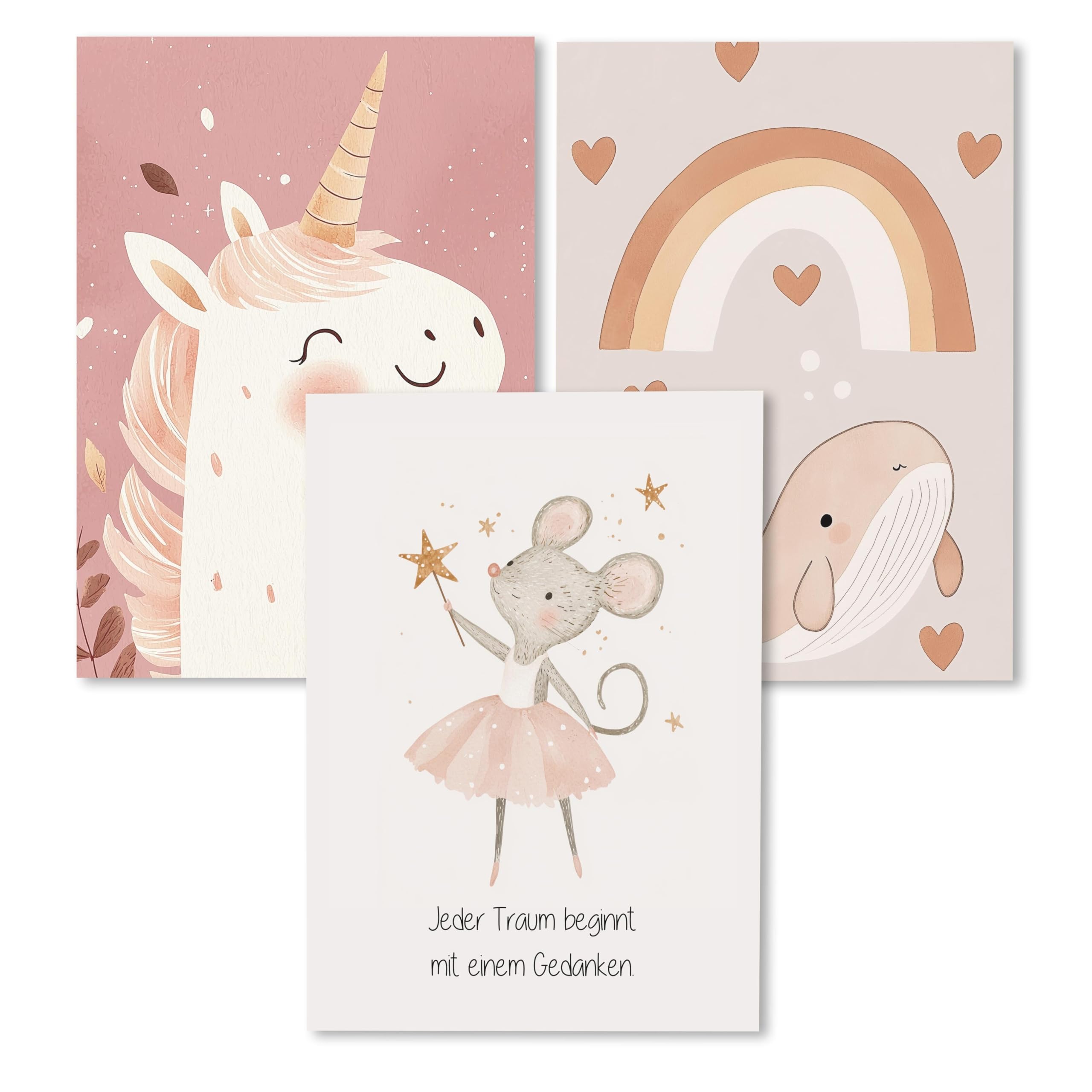 Kidsmood - Affirmationsposter für Kinderzimmer - Ermutigende bilder fürs Kinderzimmer Mädchen & Jungen – Babyzimmer Deko – Wandbilder Tiere für Kinderzimmer deko [Fantasiewelt |21x30 cm ]