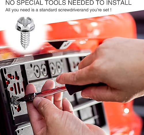 Miniatura 6 de Ajxn Juego de 4 tornillos para marco de matrícula de automóvil, tornillos hexagonales portátiles de acero inoxidable de alta calidad, impermeables,