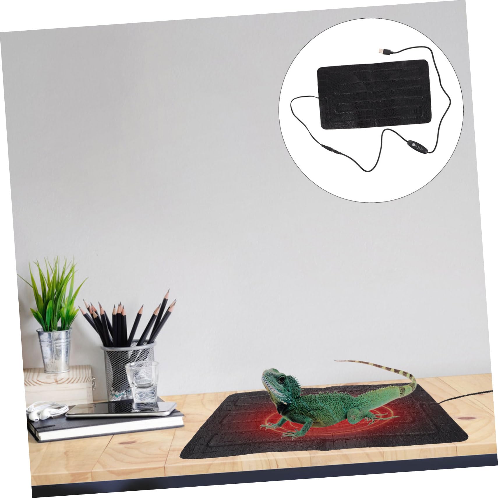 GALPADA Almohadilla Térmica para Reptiles Eléctrica Portátil Control de Temperatura USB 33X18 Cm Adecuado para Anfibios Tortugas y Mascotas Pequeñas Terrarios