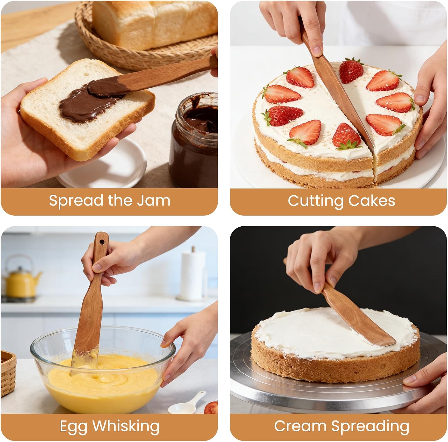 Wooden Dough Mixer & Scraper Kits, 3 Sets