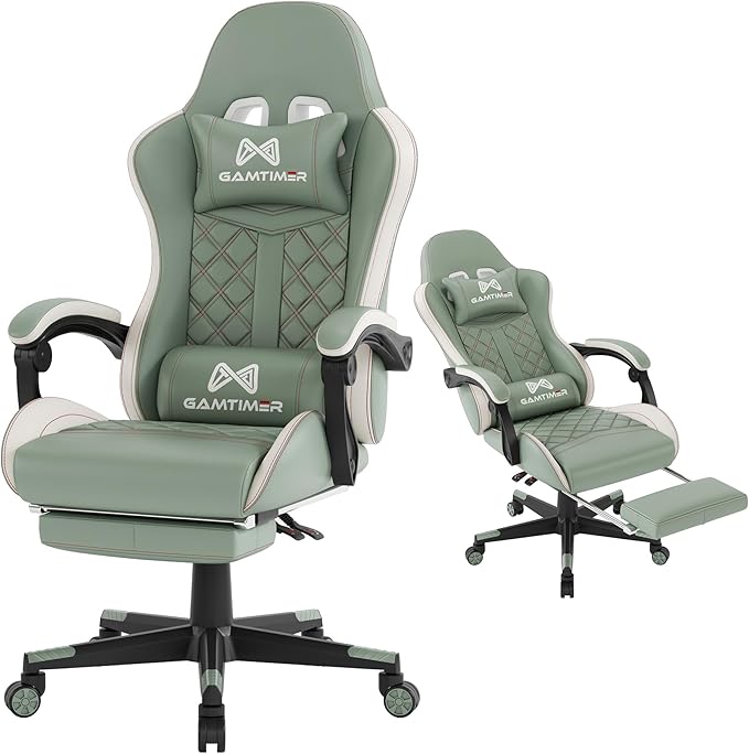 Silla Gamer Ergonómica con Reposapiés y Respaldo Reclinable