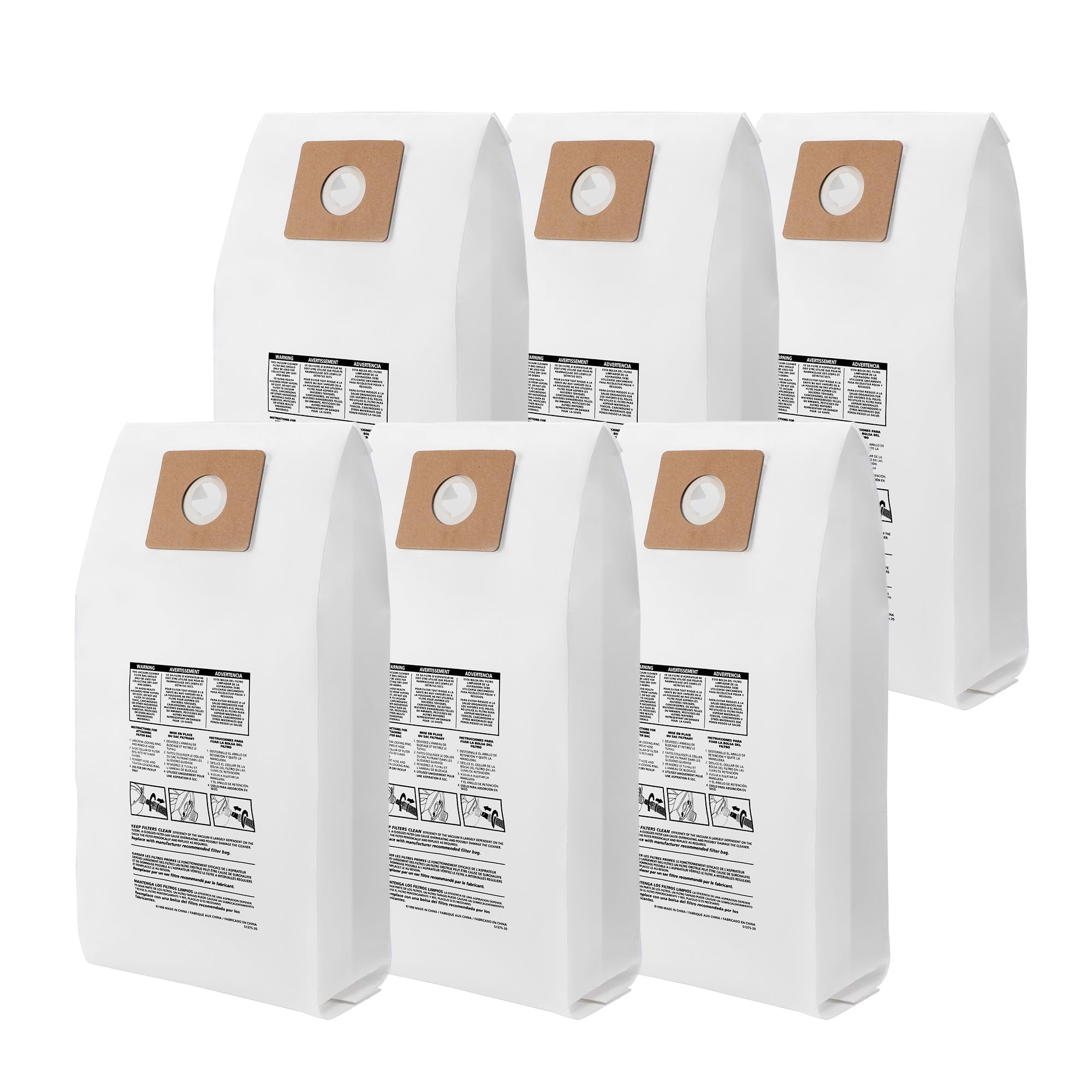 Shop-Vac 91931 3.5 Gallon Dust Collection Filter Bag, 6PCS