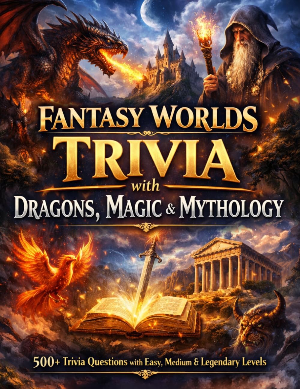 Fantasy Worlds Trivia with Dragons, Magic & Mythology: 500+ Trivia Questions with Easy, Medium & Legendary Levels | Epic Quiz Book of Folklore, ... (The Bathroom Entertainment Collection)