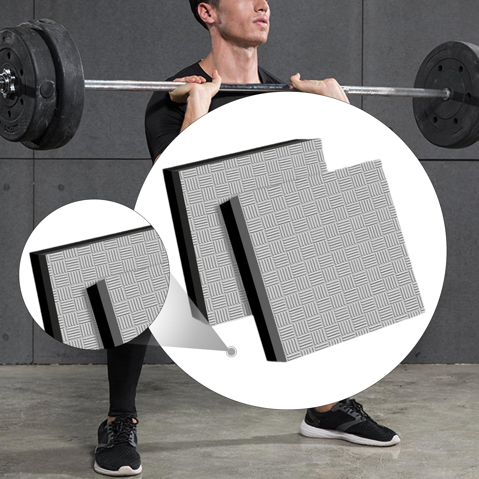 Baoblaze 2 Almohadillas de Levantamiento de Pesas Crash Drop Pads Silence Deadlift Pad Deadlift Weight Cushion para Entrenamiento, Negro Gris 50x50x4cm