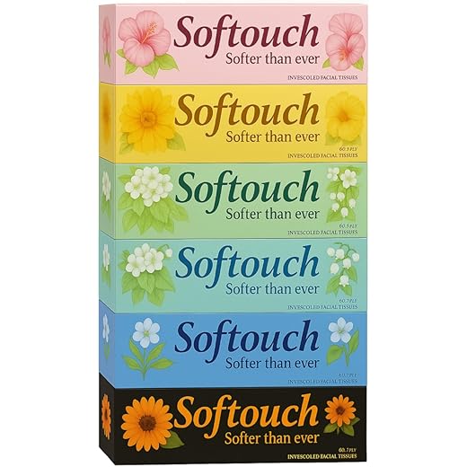 Softouch 2 Ply Face Tissue Pack of 6