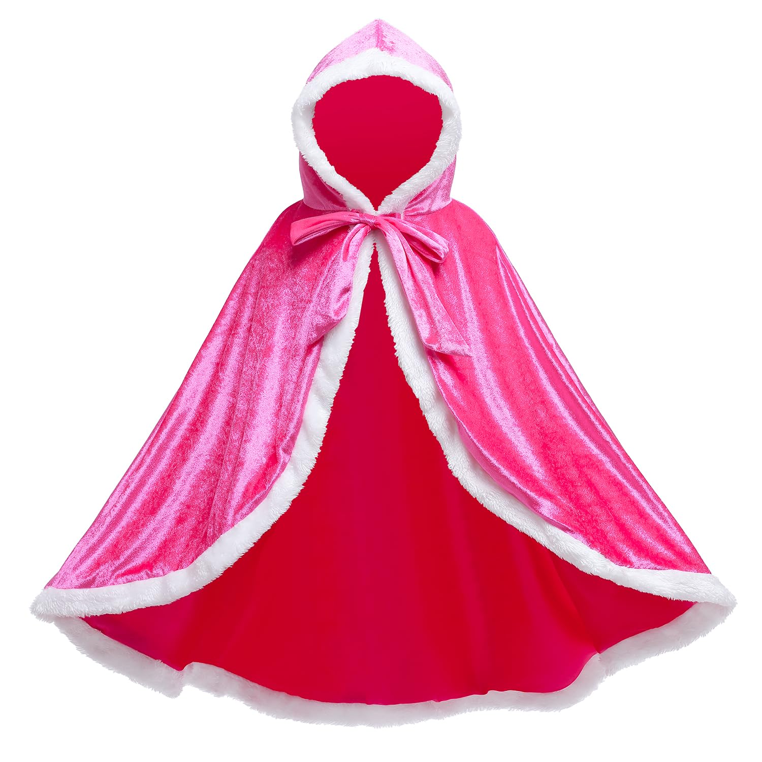 Proumhang Hooded Cloak Cape Mid Length Princess Cloak Velvet Girls Halloween Carnival Christmas Masquerade Costume Rose Red