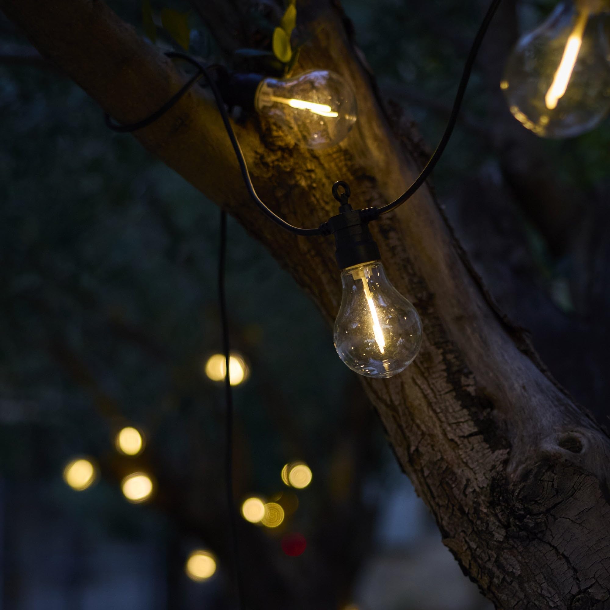 Ghirlanda luminosa esterna collegabile 10 globi trasparenti LED bianco caldo PARTY CLEAR HYBRID 7.50m solare e su rete