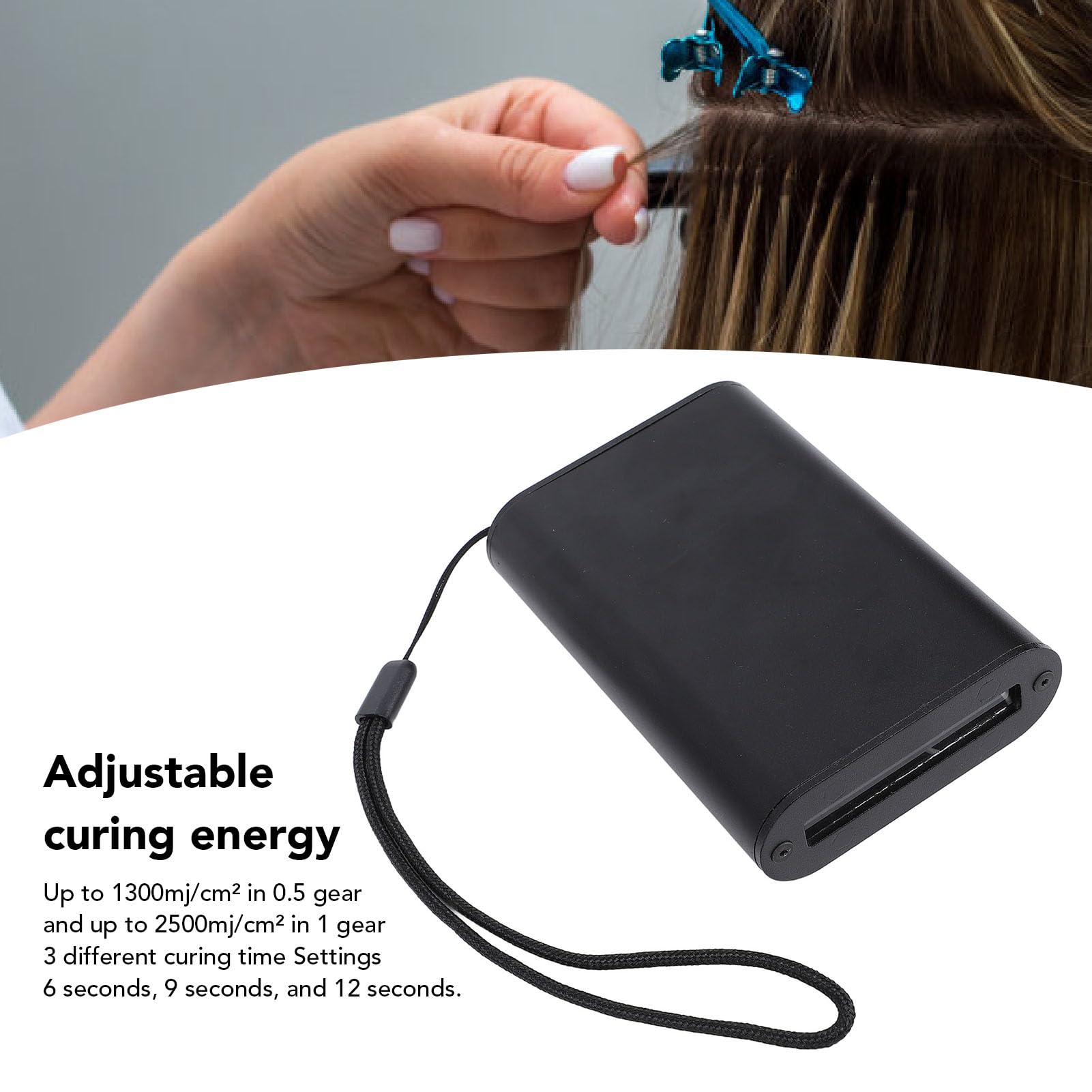 Haarverlängerungs UV Licht, UV Lichtverlängerungs Set, Wiederaufladbares UV LED Haarverlängerungslicht 5 X 365 Nm + 4 X 395 Nm Volle Wellenlänge, 3 Aushärtungszeitmodi, für den