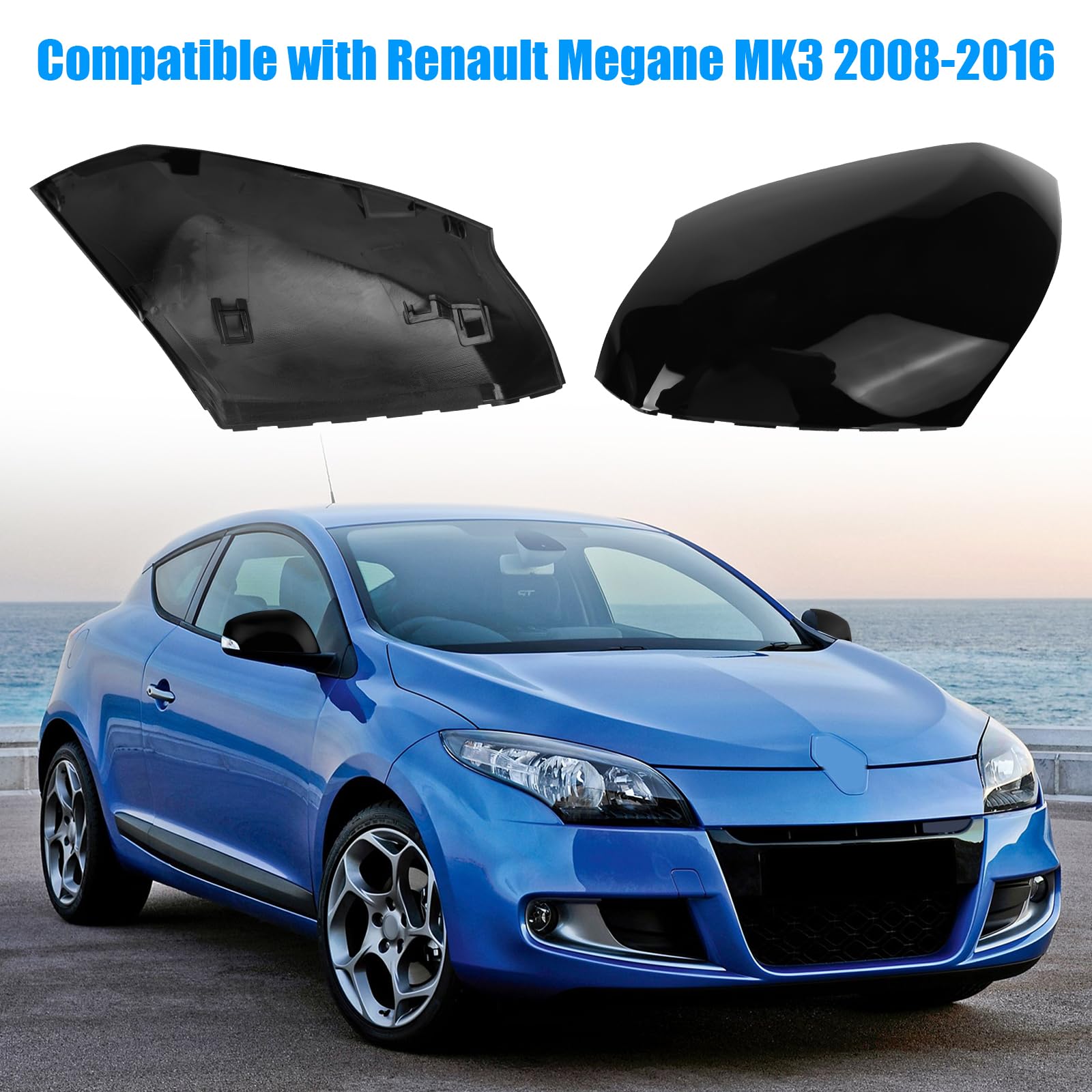 Coques de Rétroviseurs de Voiture pour Renault Megane MK3 2008-2016 | Boîtier de Rétroviseur Extérieur, OEM 963730077R, Gauche et Droite