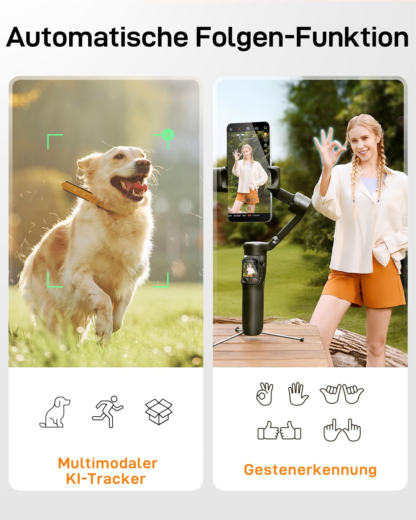 hohem iSteady V3 Ultra Gimbal Stabilizator do Telefonu z Czujnikiem AI Śledzenia i Wbudowaną Lampą LED — miniatura 2