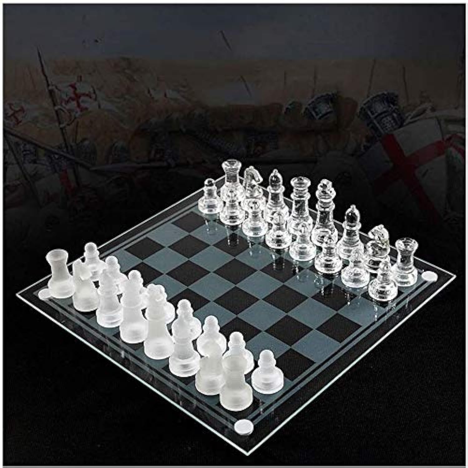 Chess Game - Glass Chess Set - Luxury Elegant Chess Board - Medium Size - 2 Players - Age 8+