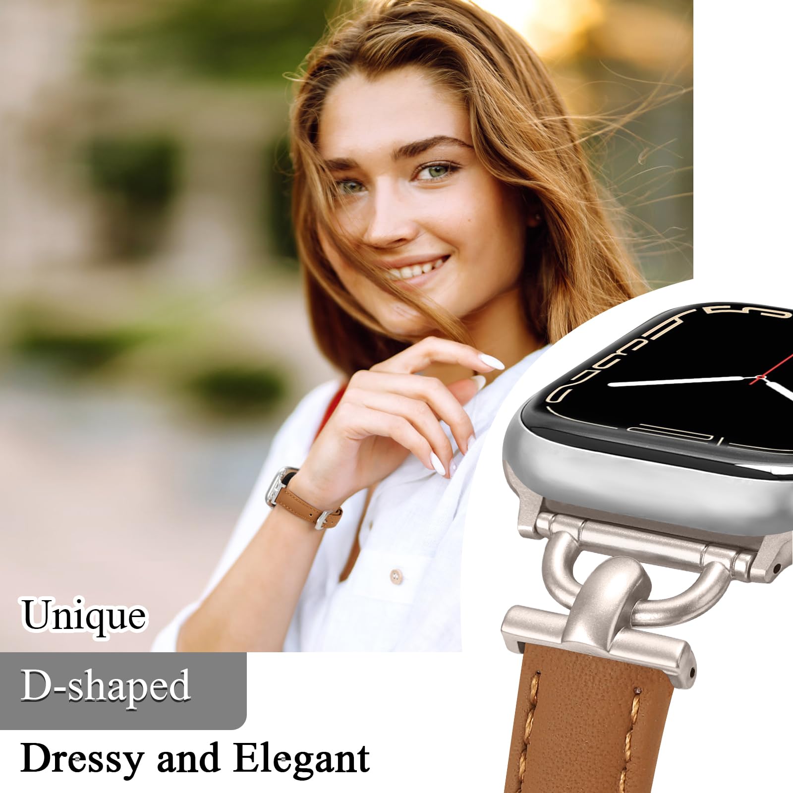 mxiixnai Leather Strap Compatible with Apple Watch Straps 41mm 40mm 42mm 38mm Women - Image 4