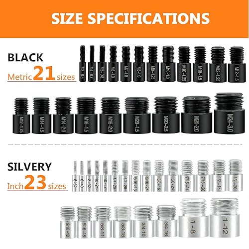 Miniatura 9 de Comprobador de roscas de tuercas y pernos, 26 calibres machohembra, 14 pulgadas y 12 métricas, comprobador de roscas estándar y métrica, tamaño de