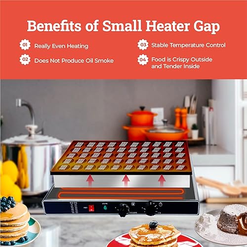 Miniatura 4 de Mini máquina para hacer panqueques de 110 V, 50 unidades, 1700 W eléctrica comercial antiadherente con dispensador de masa de panqueques, perfecto