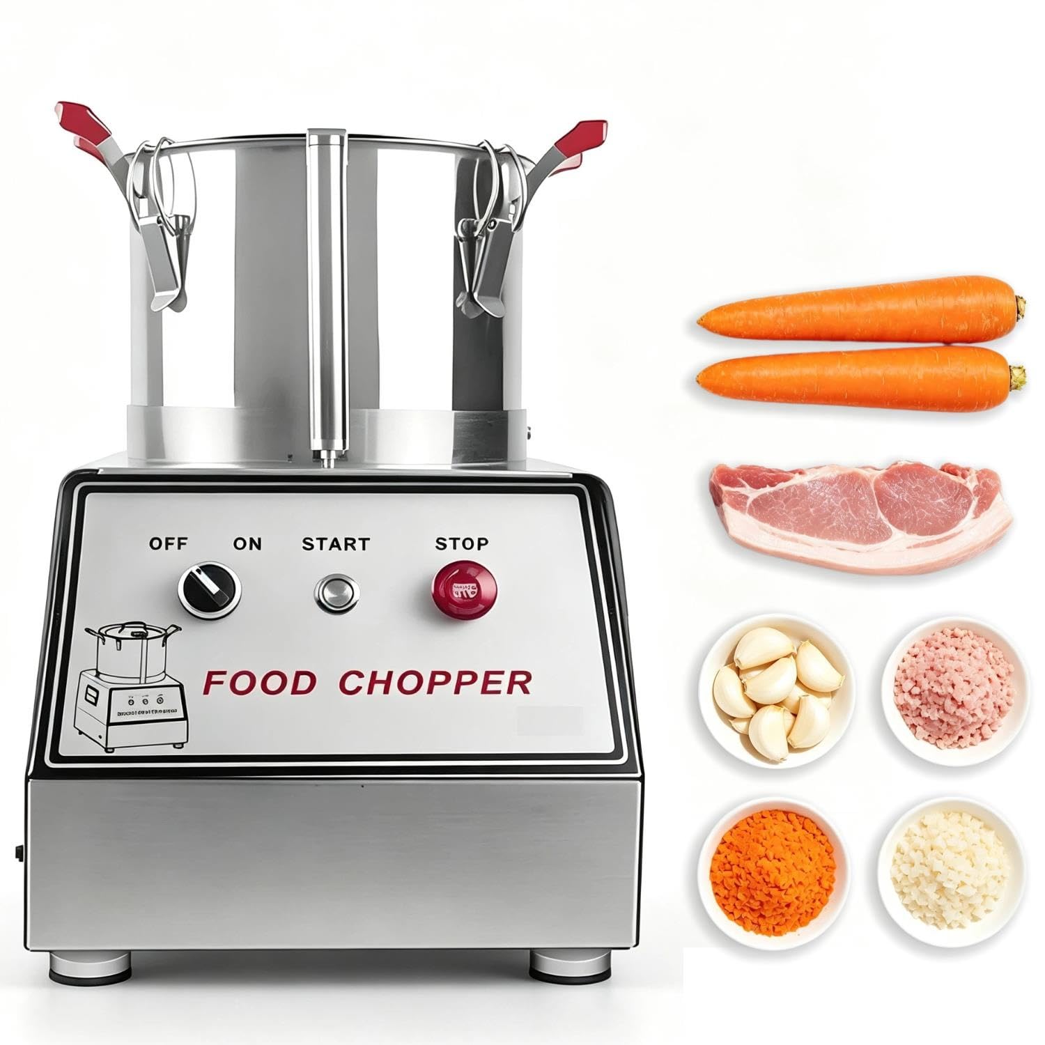 Robot da cucina professionale, Tagliaverdure e tritacarne in acciaio inox