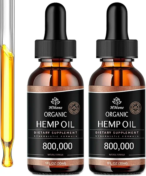 (2 Pack) Hemp Oil Drops for Pain Relief, Skin, Anxiety - High Potency Strength Organic High Potency Hemp Tincture - with C02 Extraction, Vegan, Non-GMO