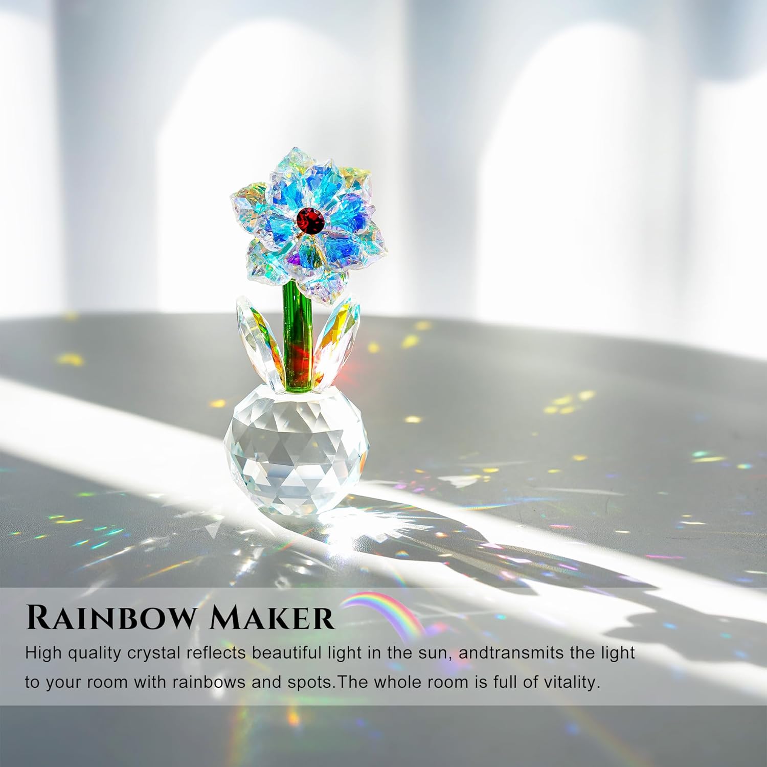 H&D HYALINE & DORA Crystal Sunflower Figurine Collectible Glass Flower Ornament Statue for Valentine's Day Wedding Gifts for Women - Image 3