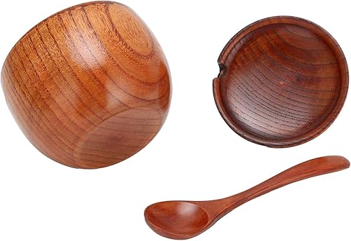 Miniatura 8 de Maceta de madera para especias, tarro de madera para especias con cuchara y tapa, caja de pimienta de madera de azufaifo para restaurante casero