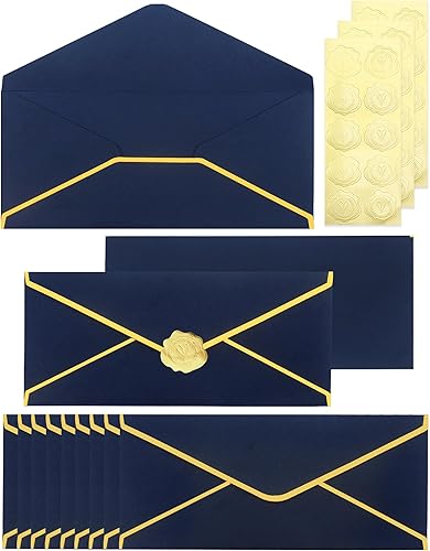 Lot de 30 enveloppes professionnelles avec rabat en V - Bordure dorée - Papier 1