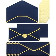 Business Envelopes with V-Flap,Gold Border 30 Pack #10 Envelopes Made of 150gsm Paper, Standard Envelopes with Gold Stickers for Office, Checks, Letter Mailing,9.45 * 4.13 InchesNavy Blue
