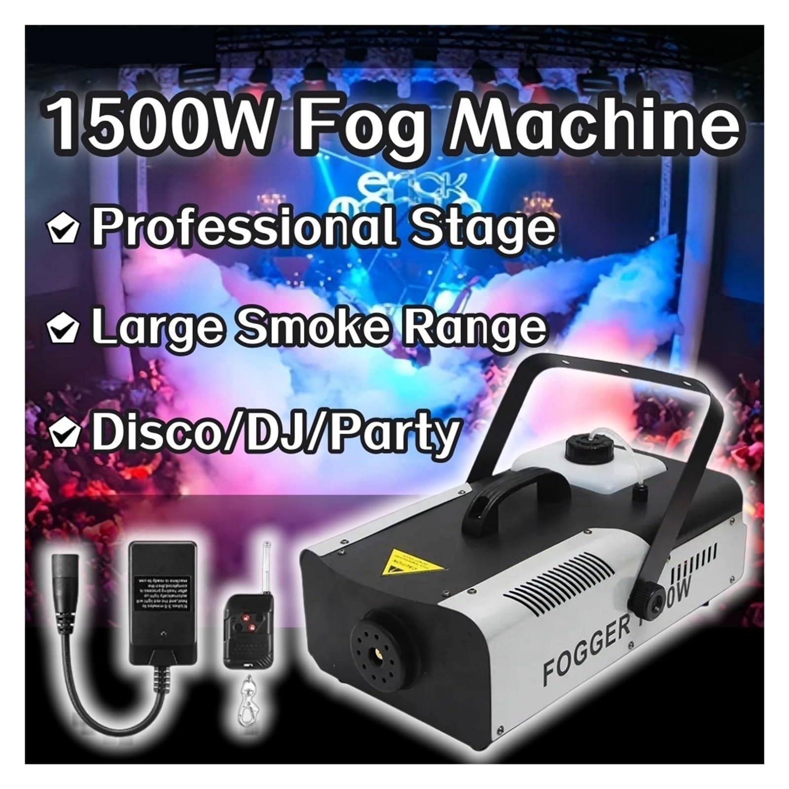 Macchina Del Fumo Professionale Da Palco Da 1500 W Con Telecomando, Macchina Del Fumo, Attrezzatura Da Palco For Effetti Speciali For DJ, Discoteca, Feste, Matrimoni Risparmio Energetico Potente