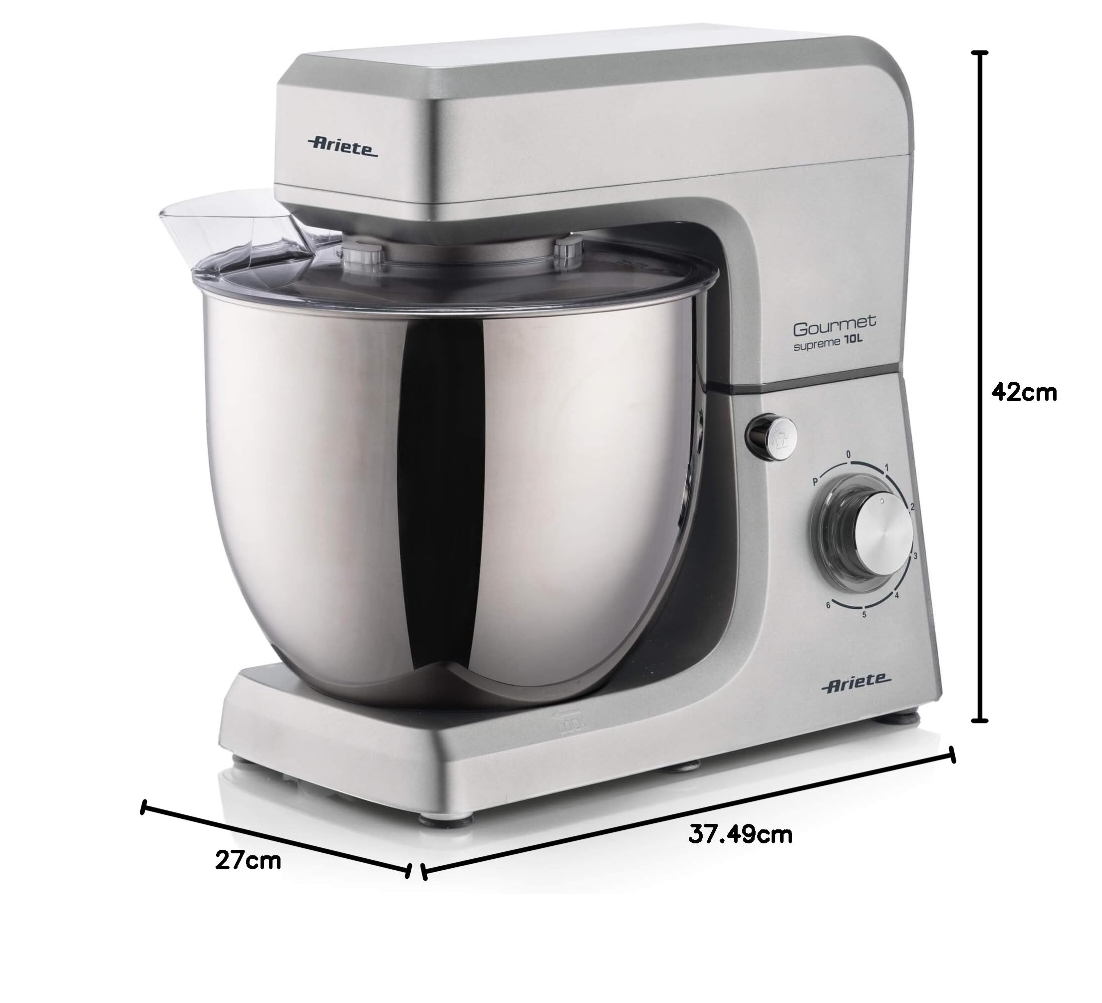 Ariete 1576 Gourmet Supreme 10L, Capacità 10L, 2000W, 6 velocità + Pulse, Accessori per vari impasti