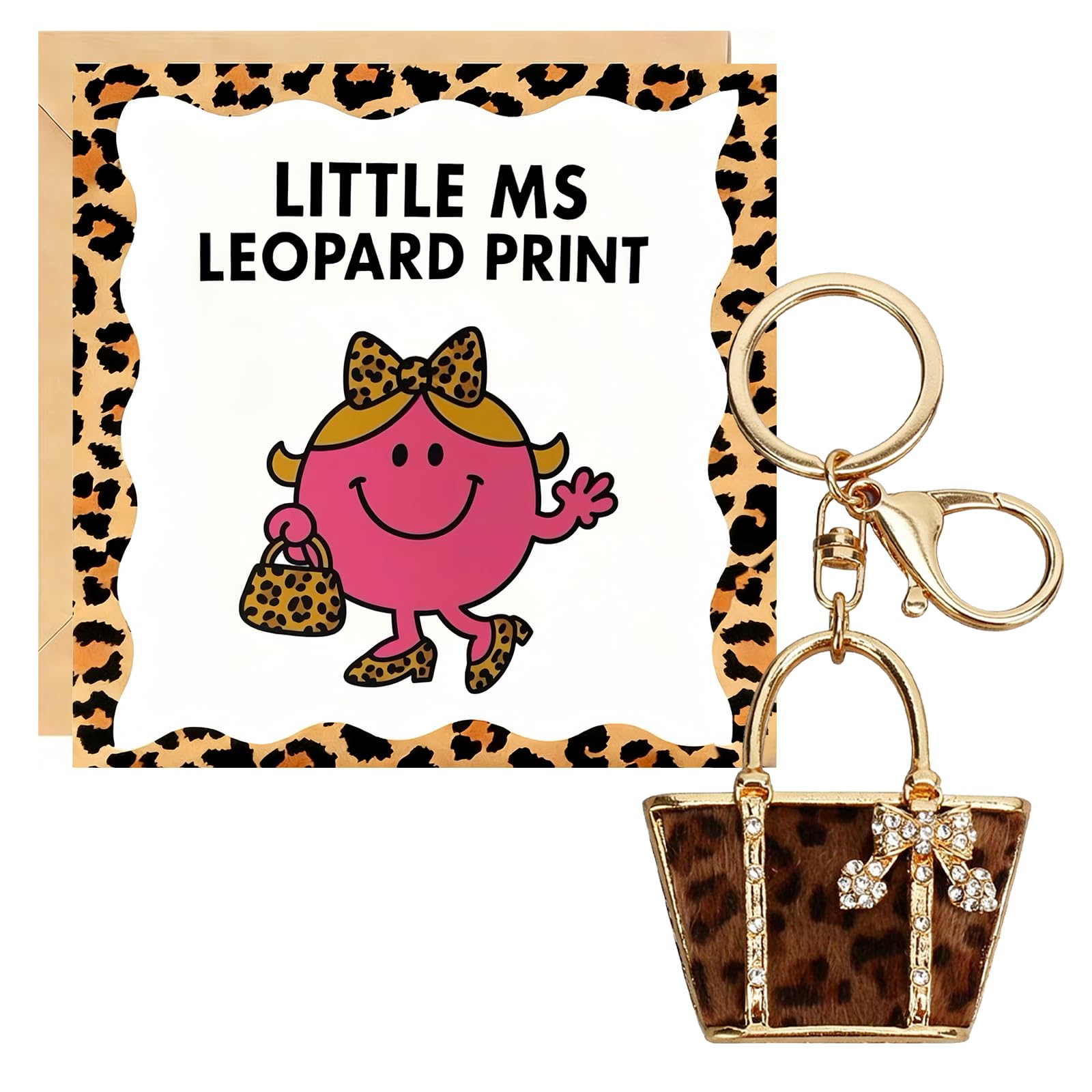Aikobaa Women's Leopard Print Bag Leopard Print Gifts For - Animal Print Greeting Card With Envelope And Keychain, Leopard Print Keyring Gift Cards For (Leopard Print Bag)