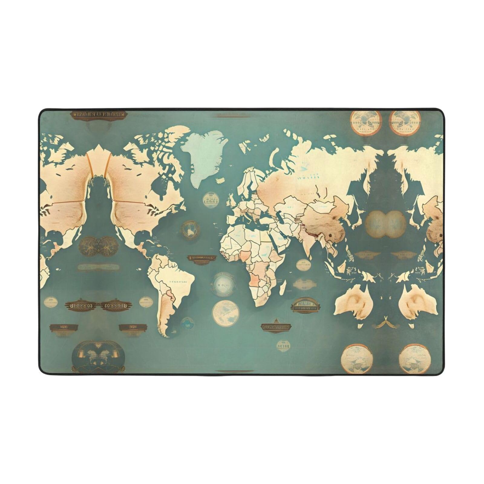 Carte du monde tapis de zone doux pour éviter les sols froids de chambre