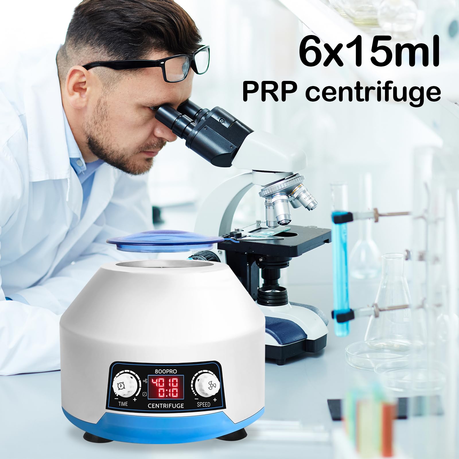 Centrifuga, Centrifuga Laboratorio Centrifuga Elettrica 6x15 ML Con Schermo LCD 4000 Giri/Min Centrifuga Banco Limite 100 Minuti 1953 XG Velocità E Tempo Regolabili Per Campioni 2 A 15 ML
