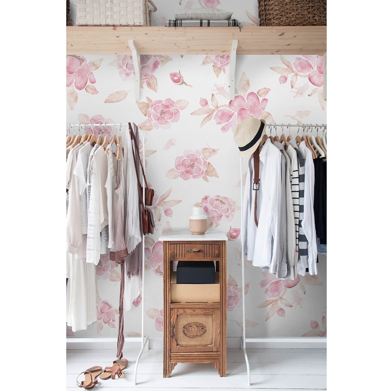 Papier peint fleurs de fleurs vintage 250x250 cm stickers muraux