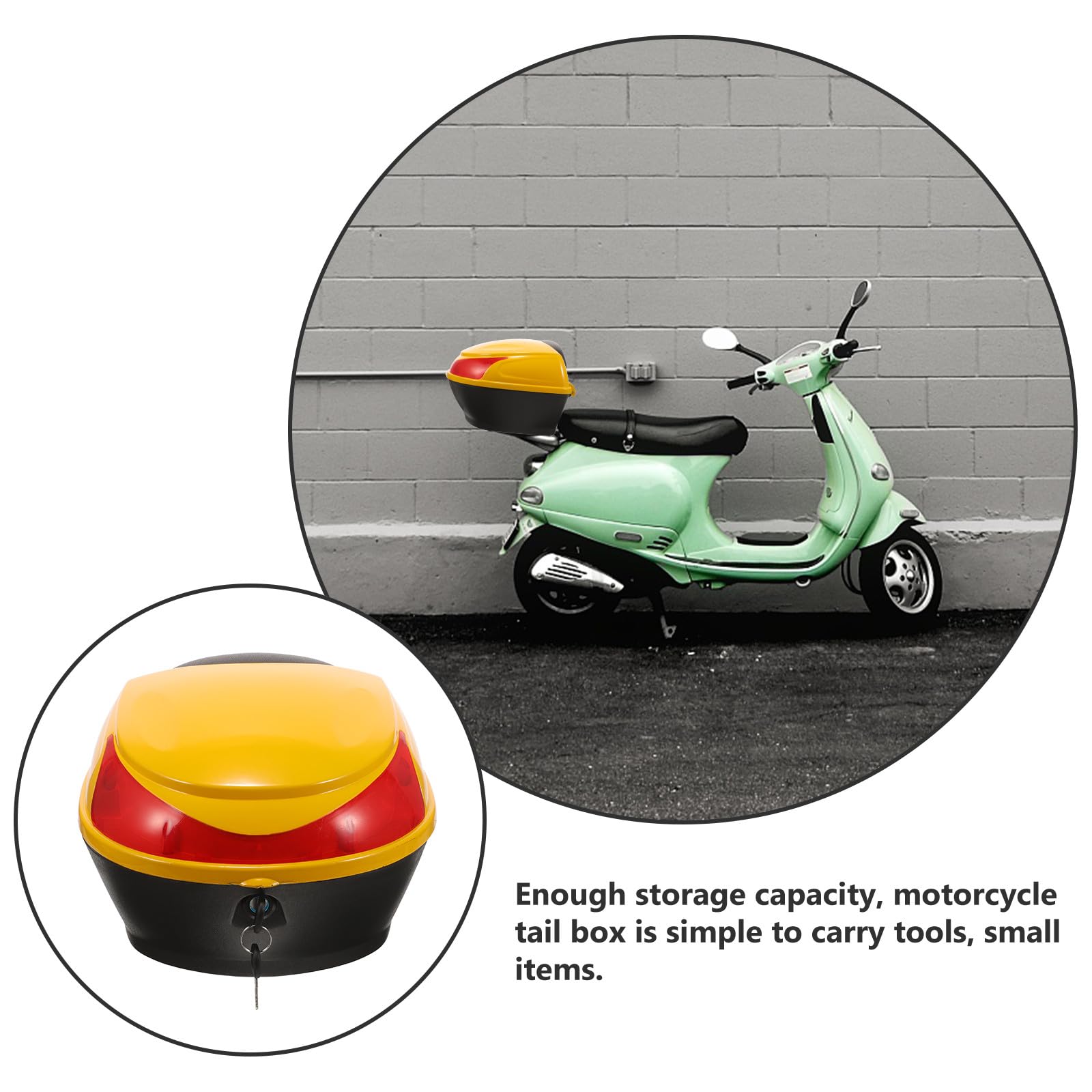 Hemobllo Borsa Posteriore Moto Baule Piccolo in Plastica per Scooter, Box Portaoggetti da Esterno Utilizzo Facile