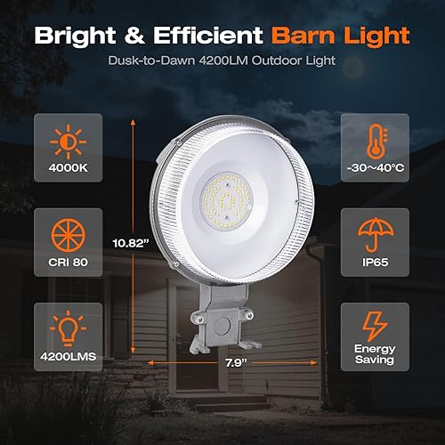 Miniatura 2 de Sylvania - Luz LED de granero, iluminación exterior del atardecer al amanecer con fotocélula, luces de seguridad, 4200 LMS, 40W, 50,000 horas, 80