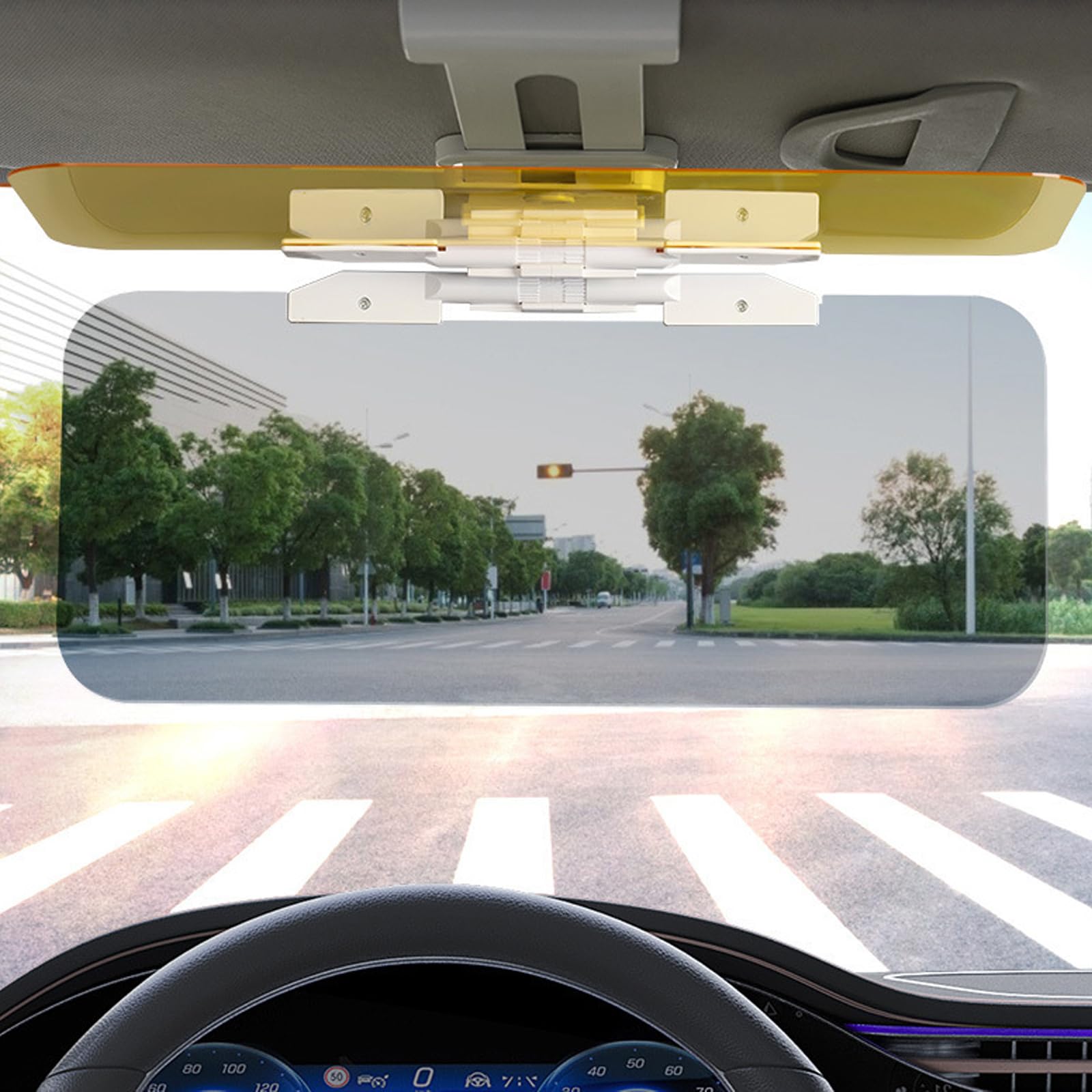 1 Pcs Estensione Parasole per Auto, Visiera parasole antiriflesso 2 in 1, 2 in 1 Visiera HD Anti-riflesso, per giorno e notte, per Auto Parasole