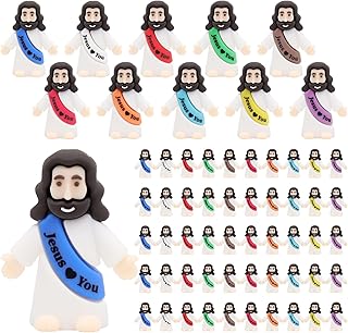 50 Pcs Jesus Love You Mini Figures Baby Jesus Figurines in Bulk Tiny Miniature Religious Figures for Hide and Seek, Sunday School, Religious Party Favors, Baptism Gifts, Easter Egg Stuffers