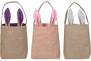 KEFAN Easter Bunny Bags Jute Burlap Bunny Ear Tote Bags