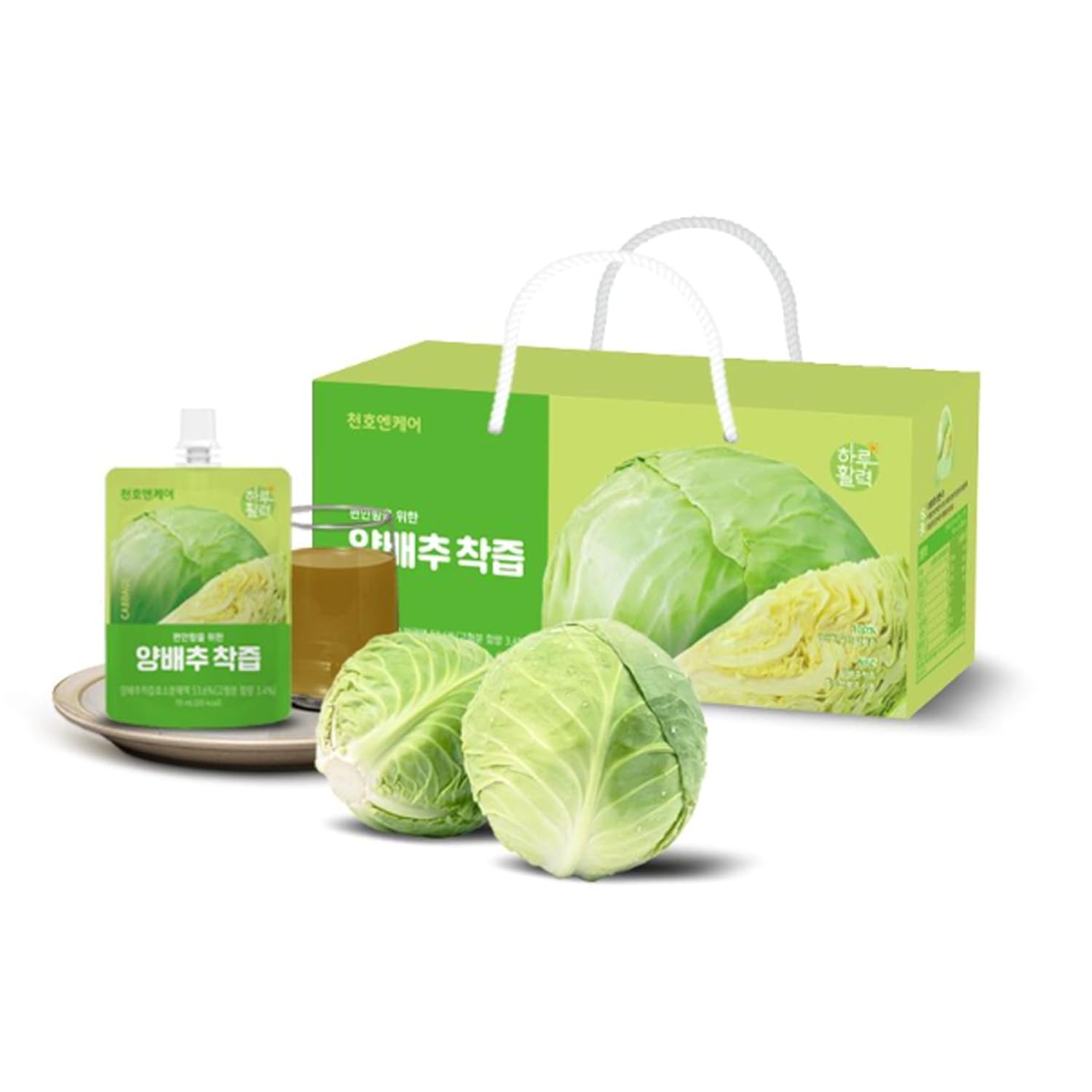 Chunhoncare Korean Cabbage Juice – 100% Pesticide-Free, NFC Cold-Pressed with Enzyme Process, No Additives, 70ml x 30 Packs