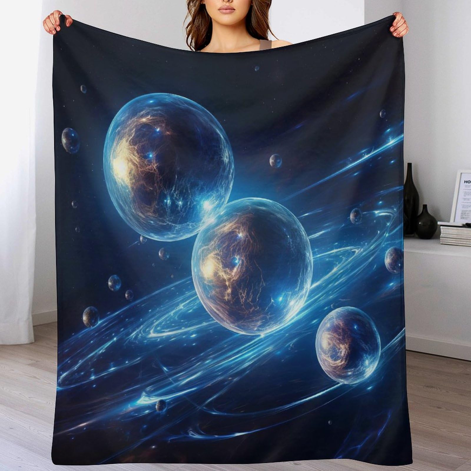 Plaid couverture jeté flannel ciel étoilé 180x200cm pour lit et canapé