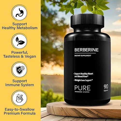 Miniatura 8 de Suplementos de berberina HCL de ultra alta resistencia de 1200 mg  90 cápsulas veganas  Suplemento de berberina orgánica para apoyo metabólico y