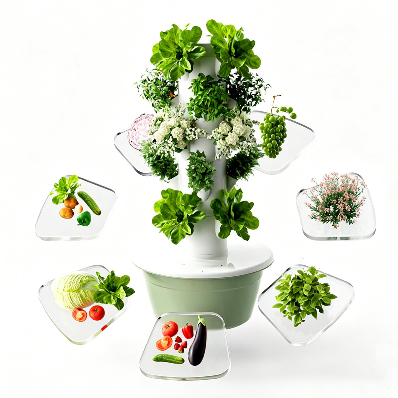 RUODATONLY Hydroponic Growing System, 36 Pods Vertical 9 Tiers Hydroponic Tower, Home Hydronic Garden with Water Pump & nutritional pack set, with 30L Water Tank and Pump 5Layer