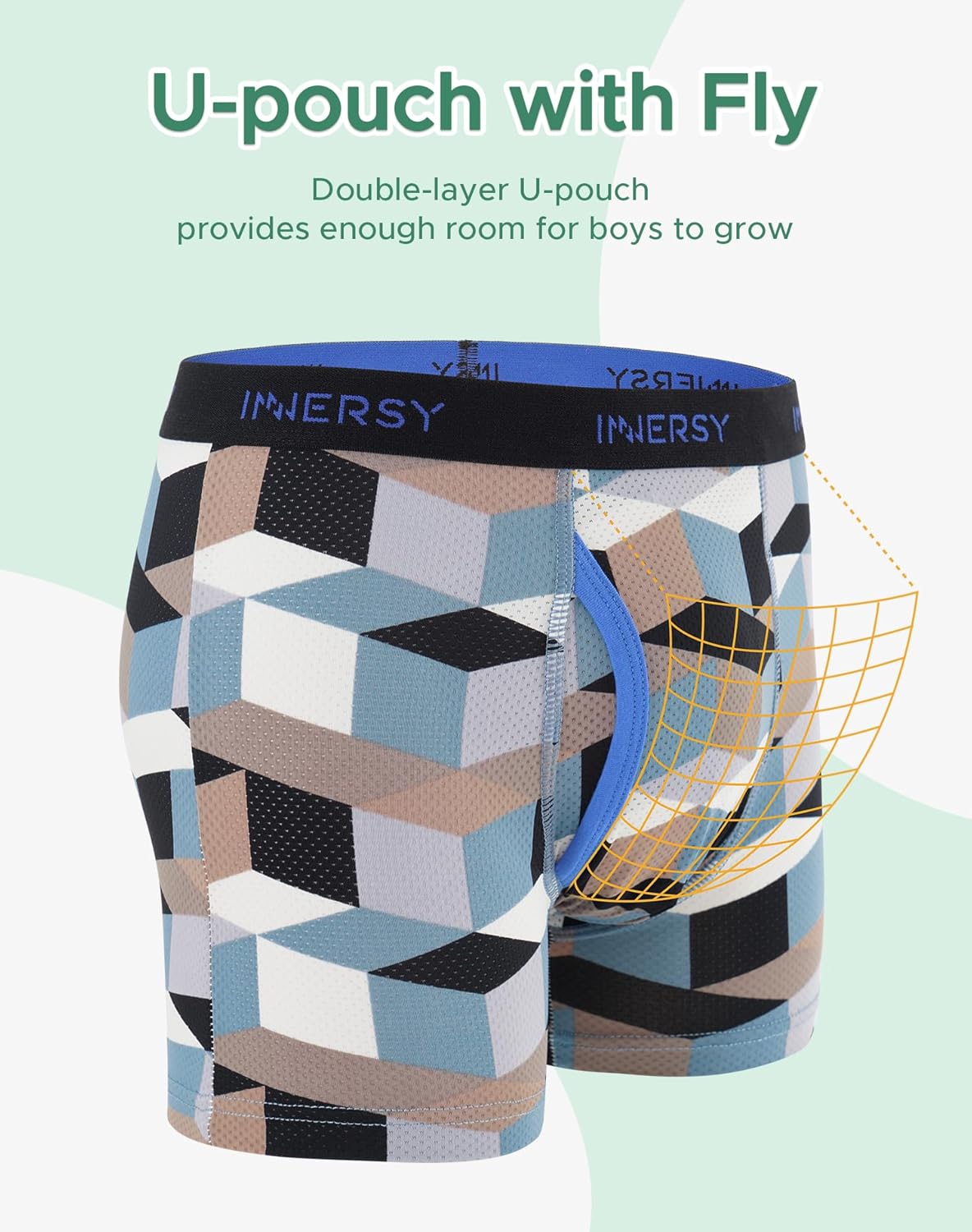 INNERSY Boys' Underwear Breathable Quick Dry Boxer Briefs with Fly for 6-18 Teen Boys 4 Pack - Image 3