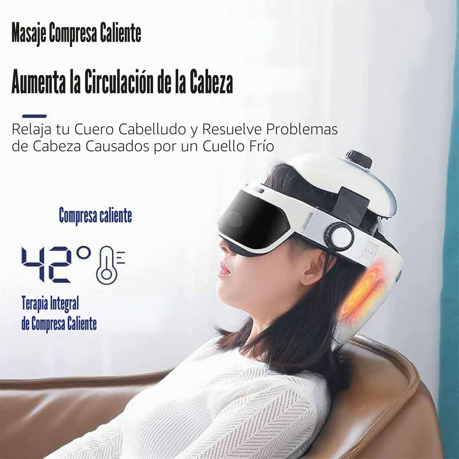 ERICAT Casco De Masaje Eléctrico para Cabeza, Masajeador De Vibración por Presión De Aire con Control Remoto Y 5 Modos, Masaje De 360 ​​Grados Y Compresa Caliente a 42 ℃, para Promover La Circulación