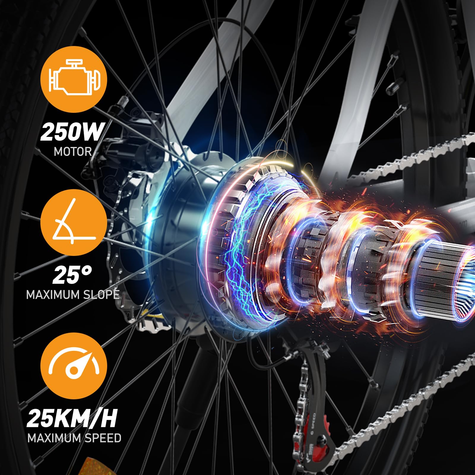 HITWAY Bicicletta Elettrica, Adulti Mountain Bike Elettrico, Bicicletta elettrica da, E-bike da pendolarismo con batteria rimovibile da 36V/12AH, 7 Velocità, 35-90km