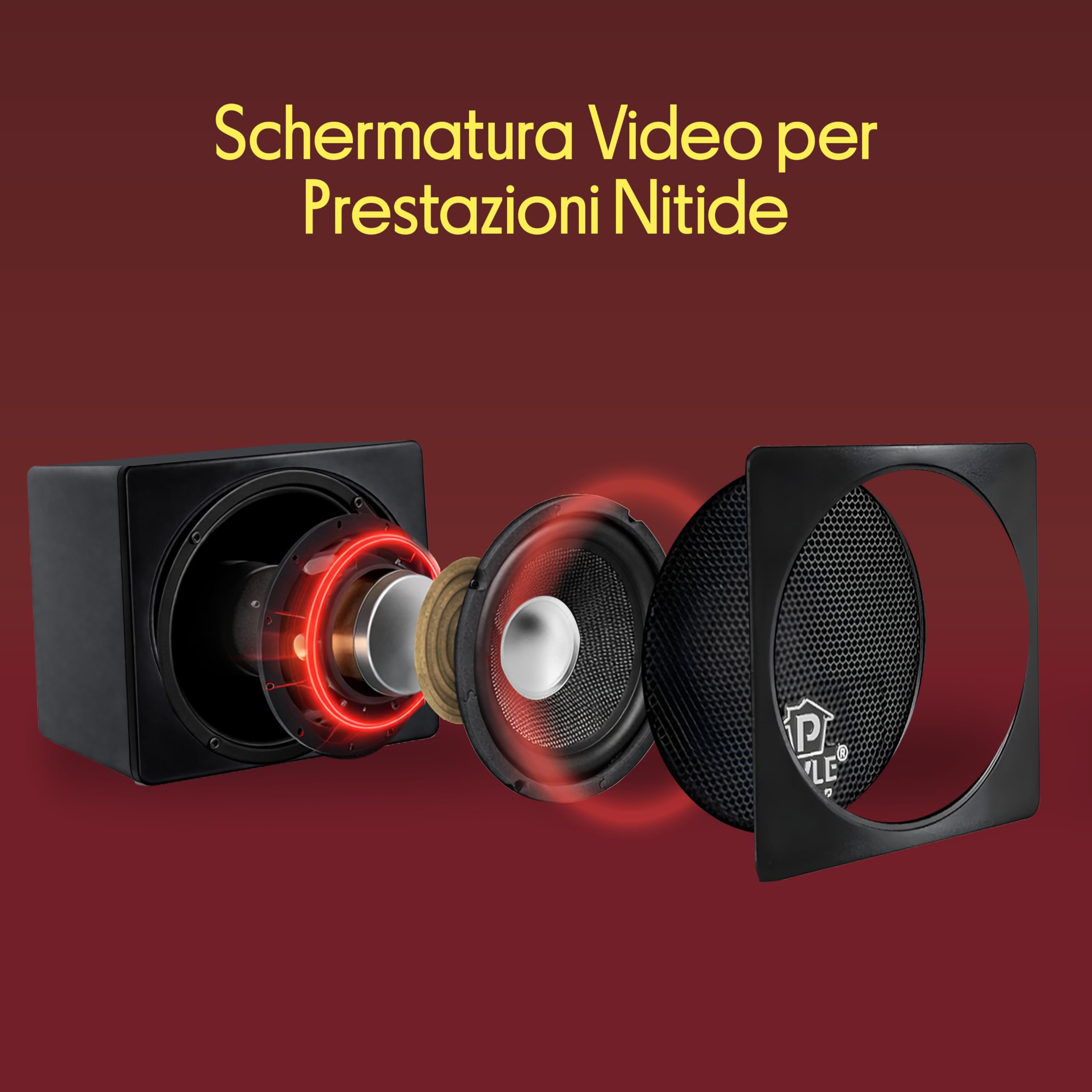 Pyle Altoparlanti da Scaffale Mini Cubo 10 Centimetri, Driver in Carta, Speaker 200 Watt, Impedenza 8 Ohm, Schermatura Video, Casse Audio per Home Theater, 1 Coppia