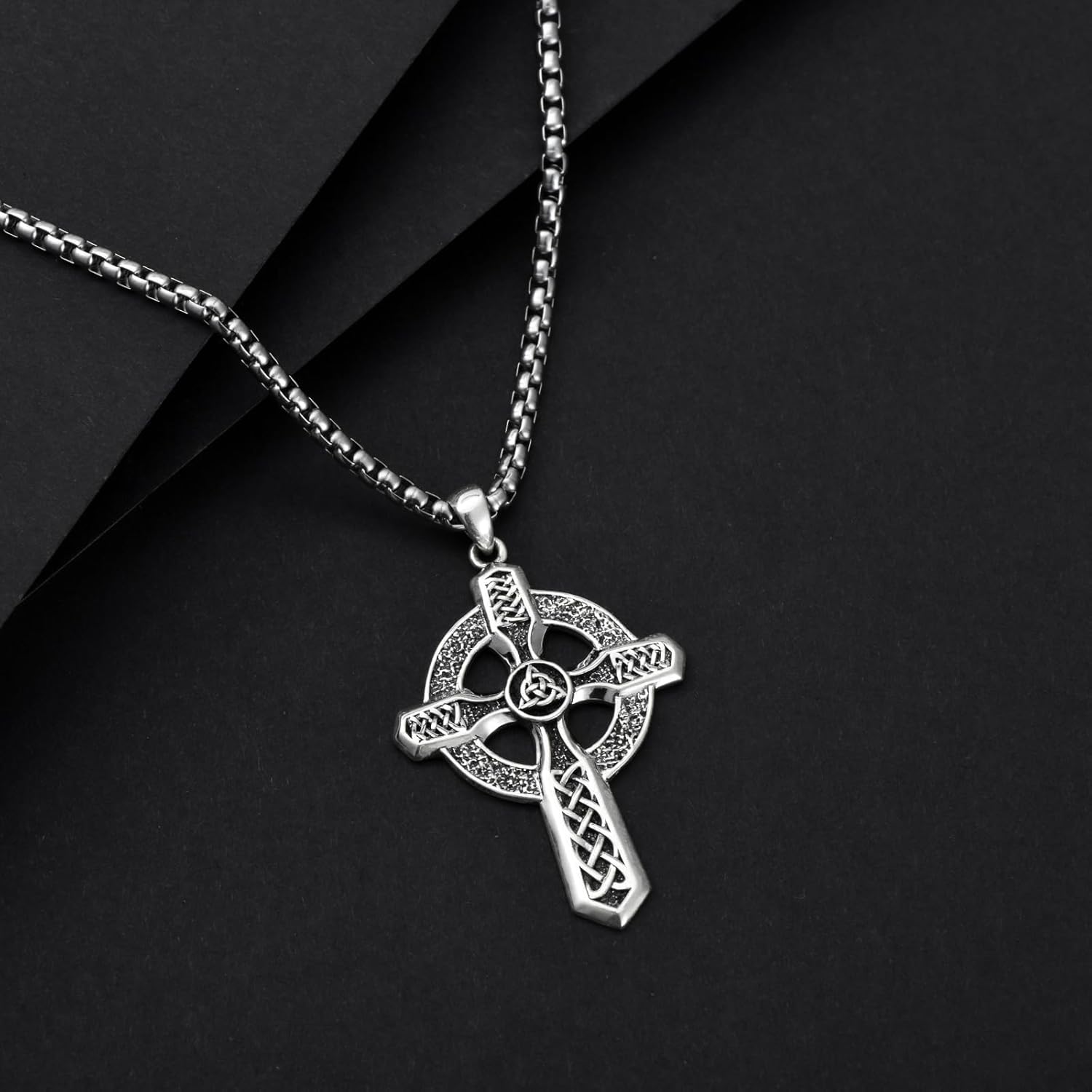 Celtic Cross Necklace 925 Sterling Silver Irish Celtic Knot Cross Pendant Necklaces Jewelry Gifts for Men Women - Image 3