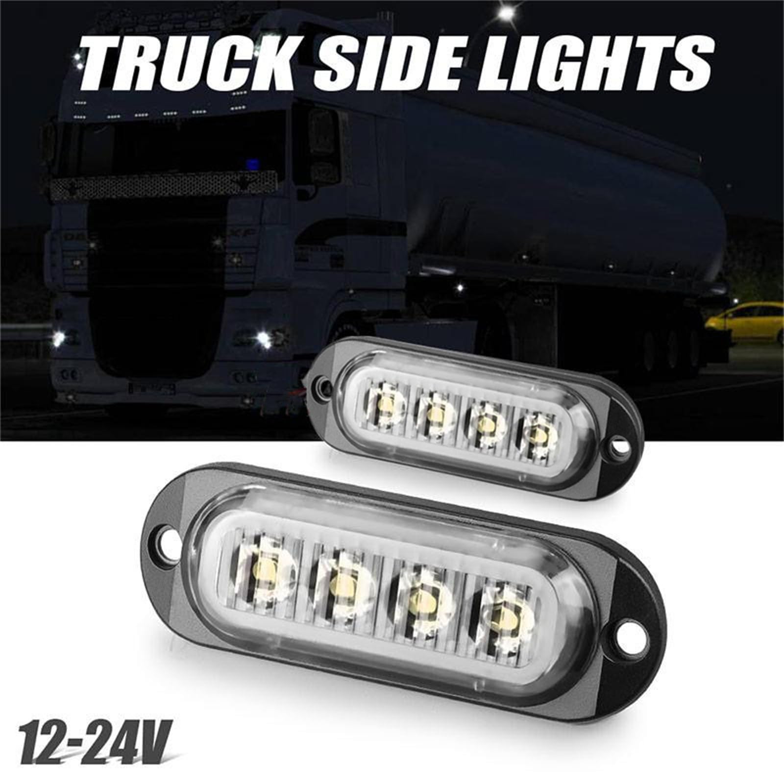 Krtopo Lot De 10 Feux De Gabarit LED 2 Leds 12/24V – Jaune, IP68 Étanche, Super Lumineux | Lampes Latérales Remorque Camion Caravane