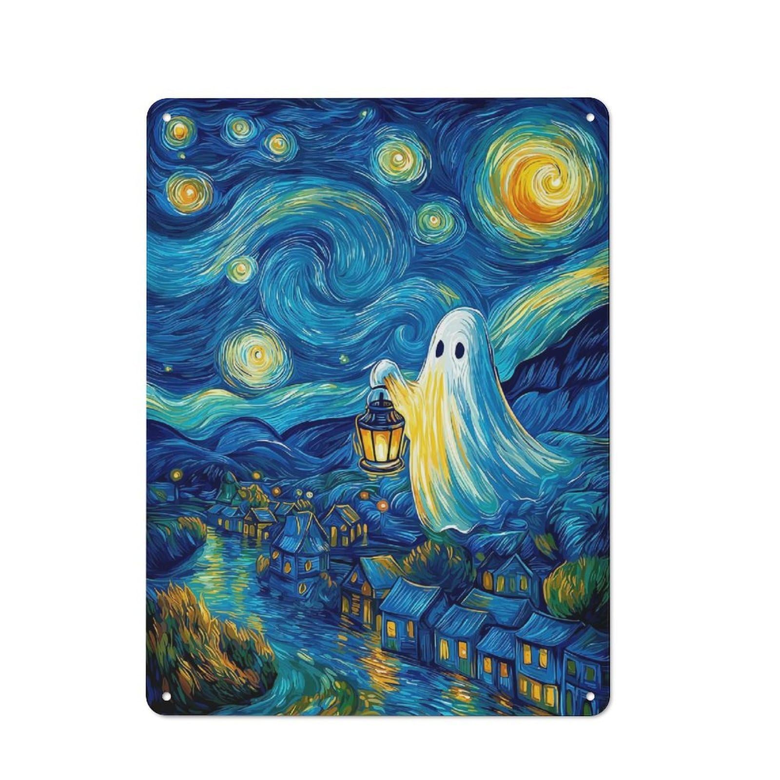 Junmoney Style-8 Ghostly Night Tin Sign 40X30cm For Workshop Wall, Vintage Wall Decor, For Metal Sign Collectors, For Garage And Workshop Walls