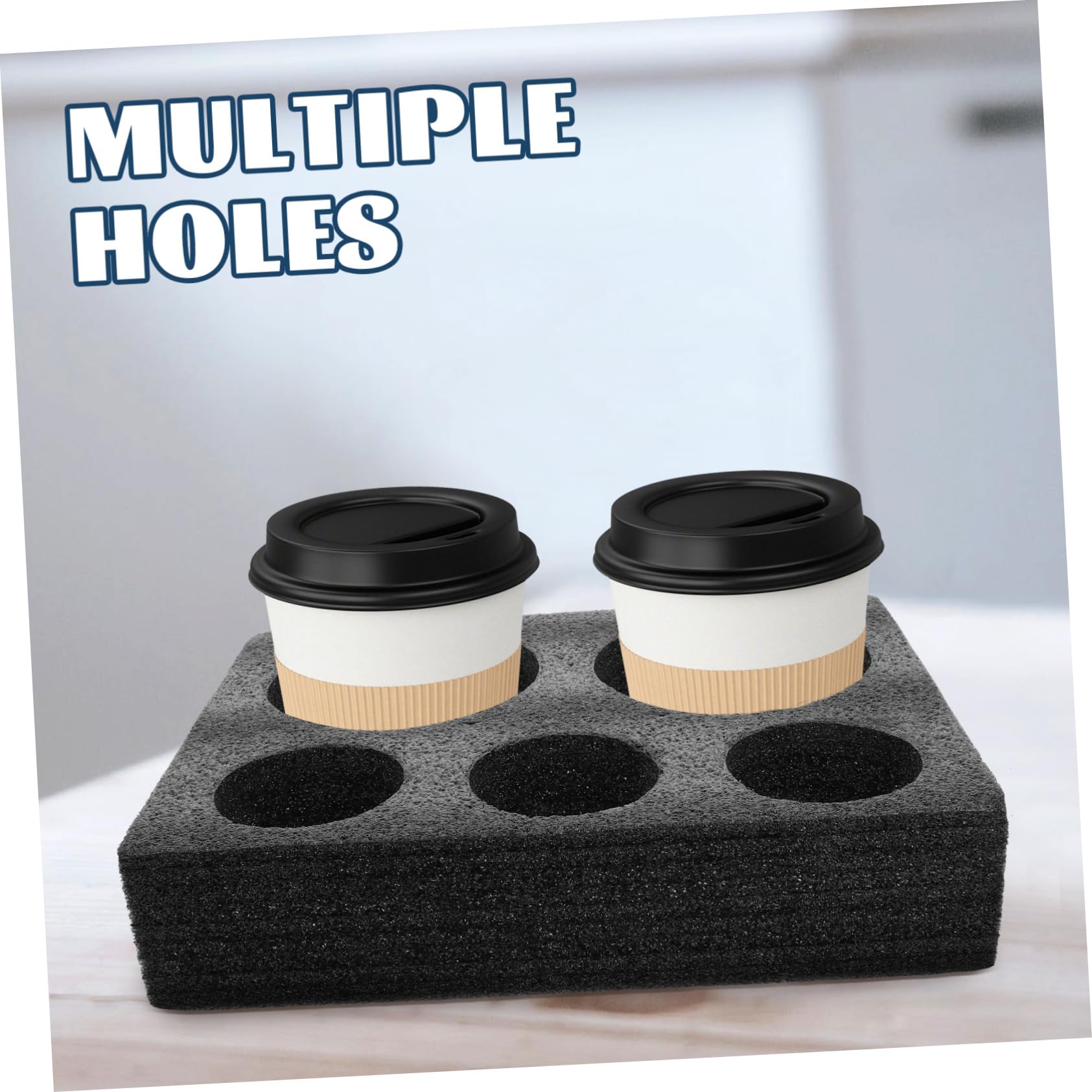 Cabilock 4 Piezas Posavasos Café Portavasos Para Bebidas Soporte De Copa De Bebidas Portavasos De Cafe Transportador Portador De Bebidas Bandeja De La Copa Para Llevar Negro Algodón Perlado