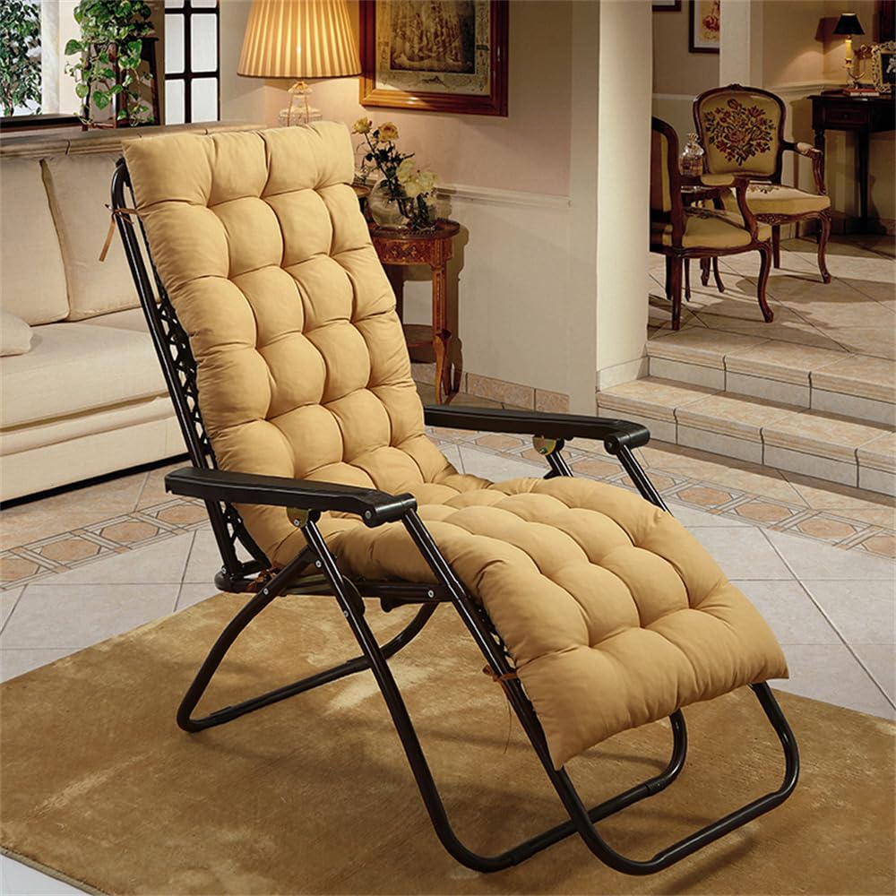 Highdi Sun Lounger Cushions, Thickened Recliner Chair Cushion Garden Sunloungers with Non-Slip Straps for Outdoor Indoor Garden Patio Sunbed Beach Chair (Camel,53x150cm)
