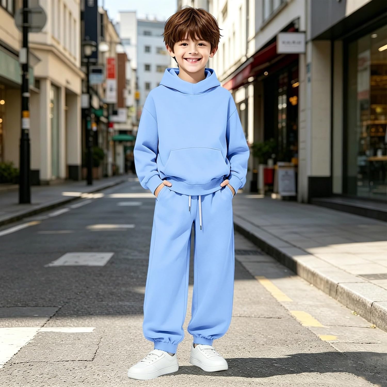Sweatsuit for Boys Girls 2 Piece Outfit Teen Fall Tracksuit Oversized Hooded Sweatshirt and Jogger Sweatpants Sets
