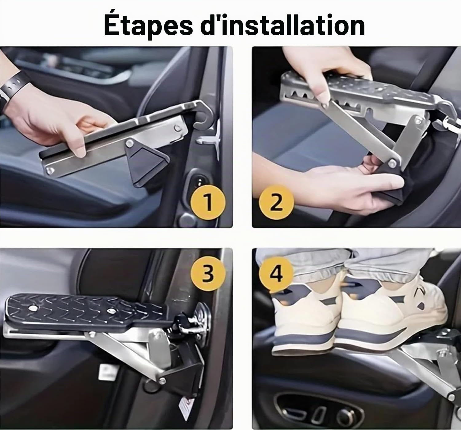 Marchepied de Porte de Voiture, Pédale de Crochet de Véhicule en Forme de U avec Coussin Tampon, Pedale Pliante de Pied de Porte de Voiture pour Berlines, SUV, Jeep, Charge Max 250kg | Universel, capacité de charge de 250 kg, longues marchepieds, pour SUV